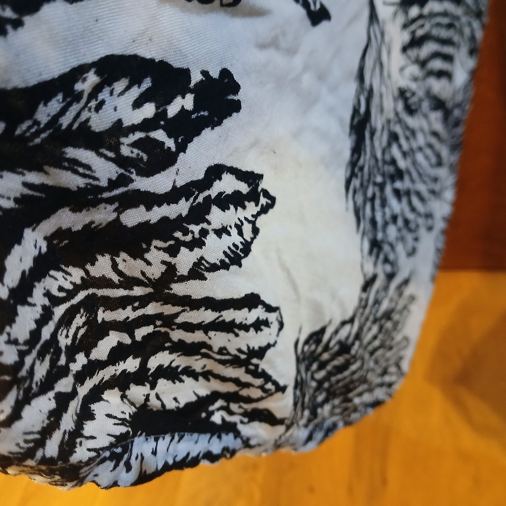 white & black feather print wide leg jumpsuit - Picture 4 of 5